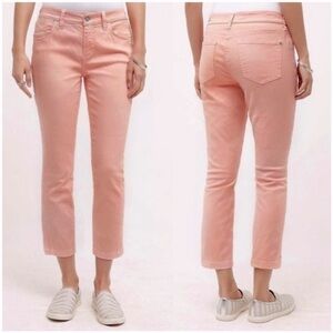 Anthropologie Pilcro & the Letterpress Mid Rise Stet Peach Crop Jeans, Size 26